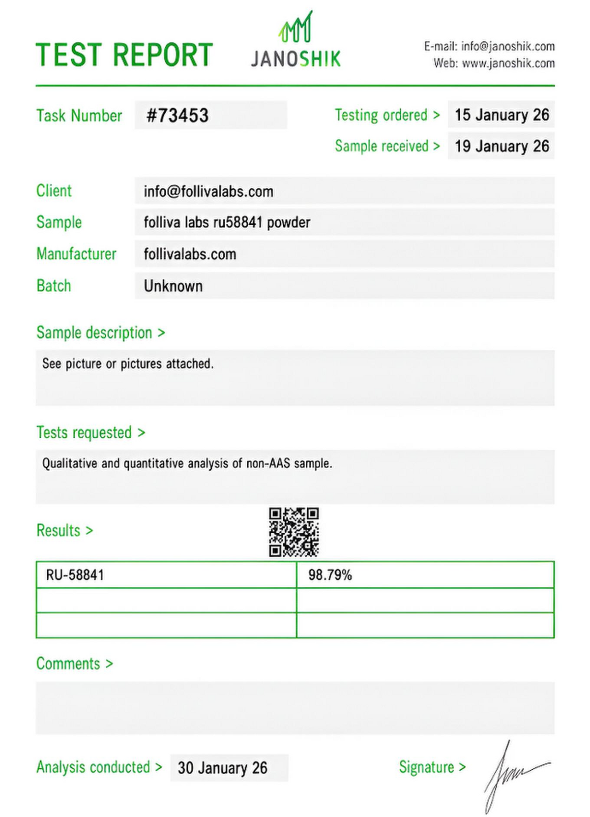 RU58841 topical solution bottle, Folliva Labs label showing concentration and volume